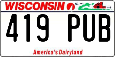 WI license plate 419PUB