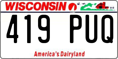 WI license plate 419PUQ