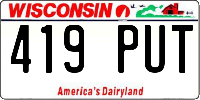 WI license plate 419PUT