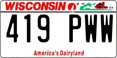 WI license plate 419PWW