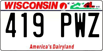 WI license plate 419PWZ