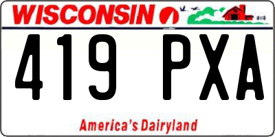 WI license plate 419PXA