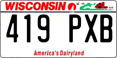 WI license plate 419PXB