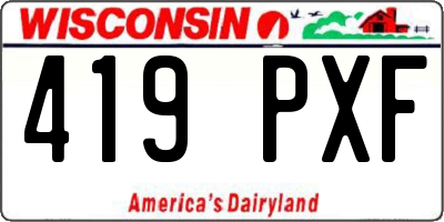 WI license plate 419PXF