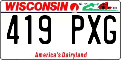 WI license plate 419PXG