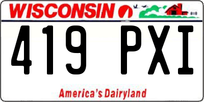 WI license plate 419PXI