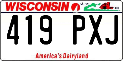 WI license plate 419PXJ