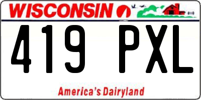 WI license plate 419PXL