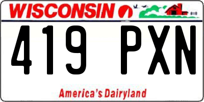 WI license plate 419PXN