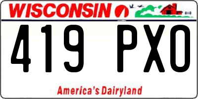 WI license plate 419PXO