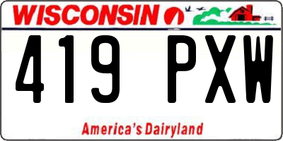 WI license plate 419PXW