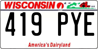 WI license plate 419PYE