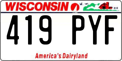 WI license plate 419PYF