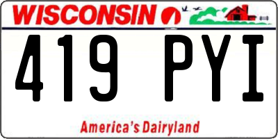 WI license plate 419PYI