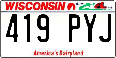 WI license plate 419PYJ