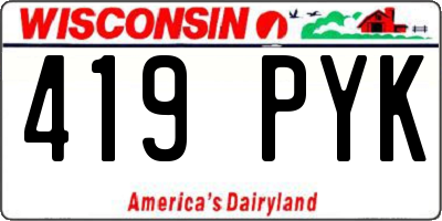 WI license plate 419PYK