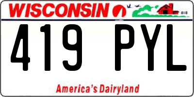 WI license plate 419PYL