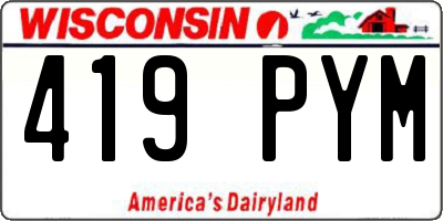 WI license plate 419PYM