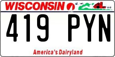 WI license plate 419PYN