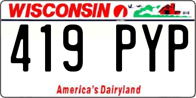 WI license plate 419PYP