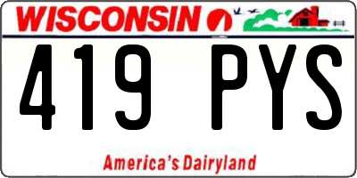 WI license plate 419PYS