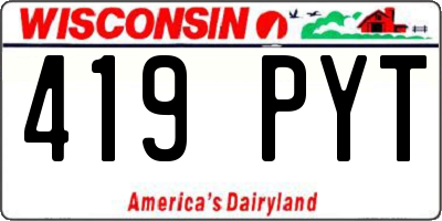 WI license plate 419PYT