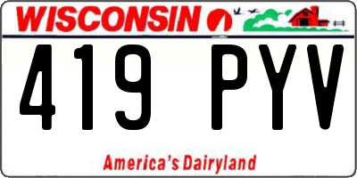 WI license plate 419PYV