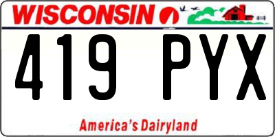 WI license plate 419PYX