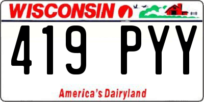WI license plate 419PYY