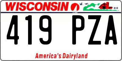 WI license plate 419PZA