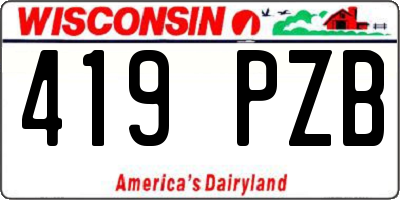 WI license plate 419PZB