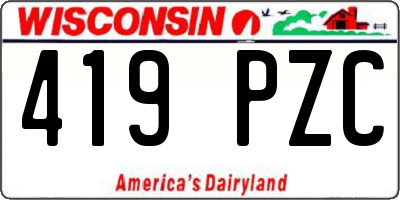 WI license plate 419PZC