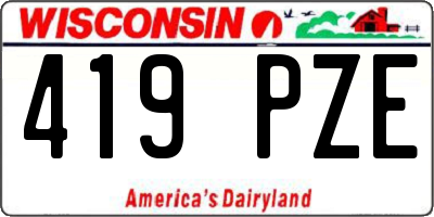 WI license plate 419PZE
