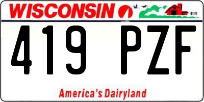 WI license plate 419PZF