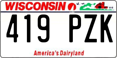 WI license plate 419PZK