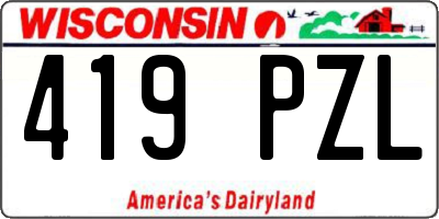 WI license plate 419PZL