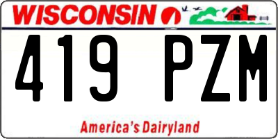WI license plate 419PZM