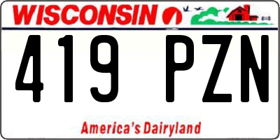 WI license plate 419PZN