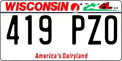 WI license plate 419PZO