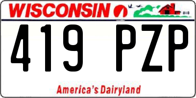 WI license plate 419PZP