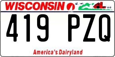 WI license plate 419PZQ