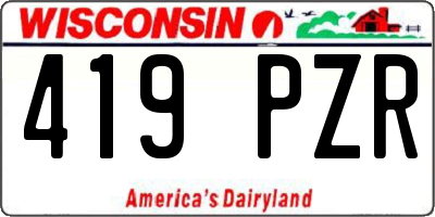WI license plate 419PZR