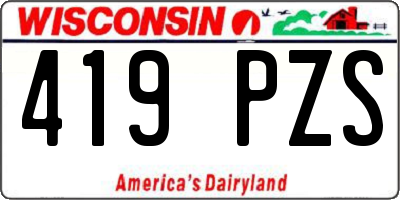 WI license plate 419PZS