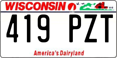WI license plate 419PZT