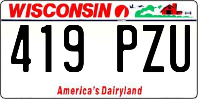 WI license plate 419PZU