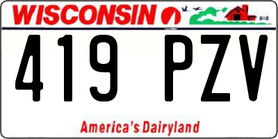 WI license plate 419PZV
