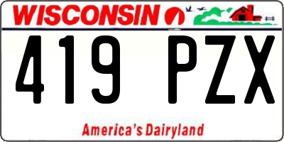 WI license plate 419PZX