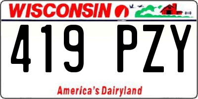 WI license plate 419PZY