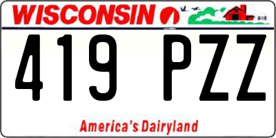 WI license plate 419PZZ