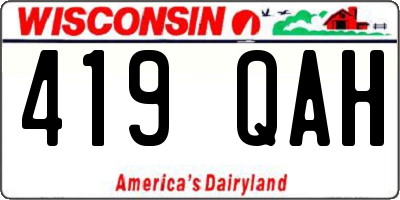 WI license plate 419QAH